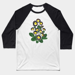 Floral pattern in dark colors. Primula Baseball T-Shirt